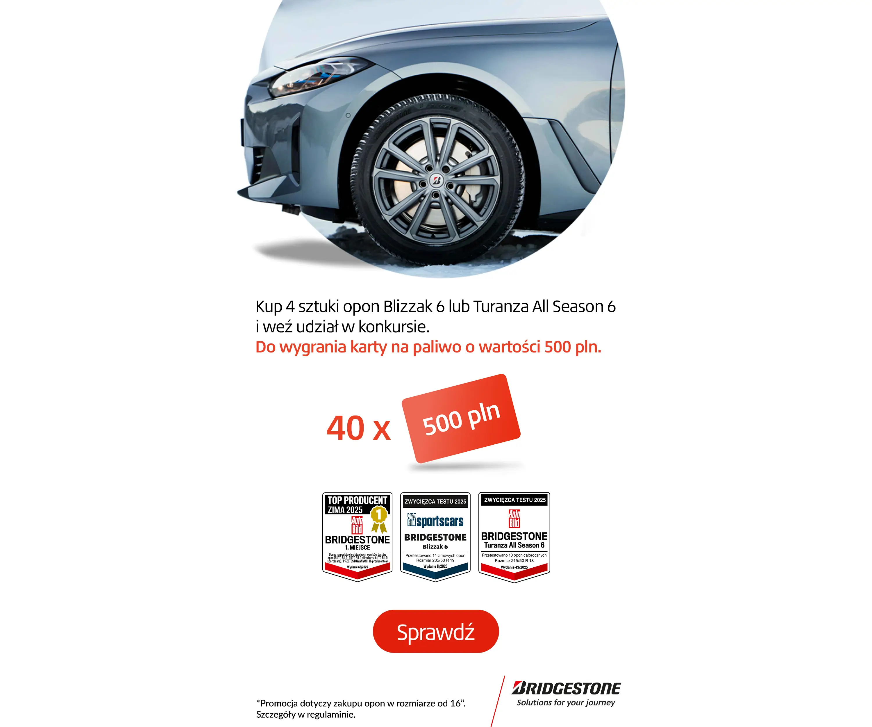 Wygraj 500 zł od Bridgestone!